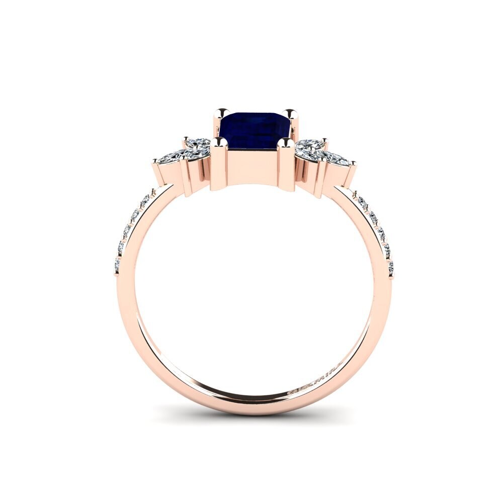 14ct Rose Gold Sapphire Engagement Ring Irice - Emerald