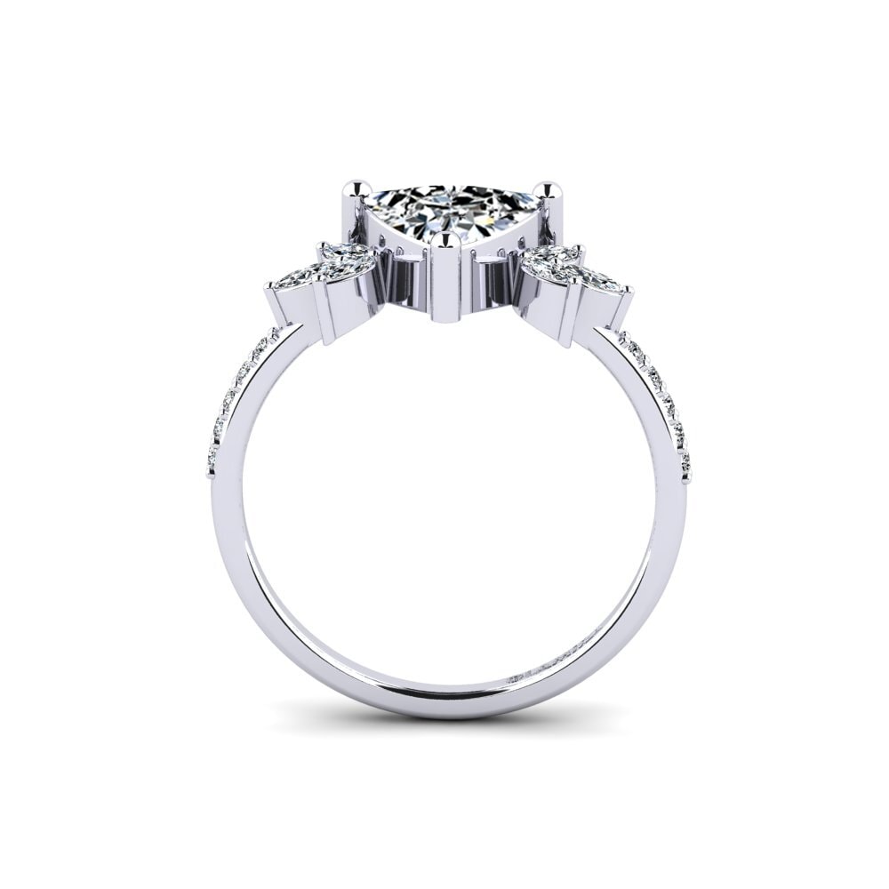 White Silver Trillion Engagement Ring Irice - Trillion