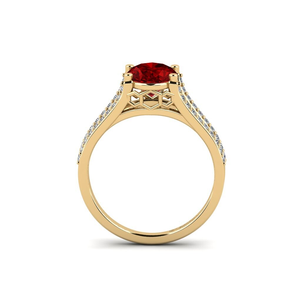 Oval Ruby (Lab Created) Engagement Ring Jubda - Oval