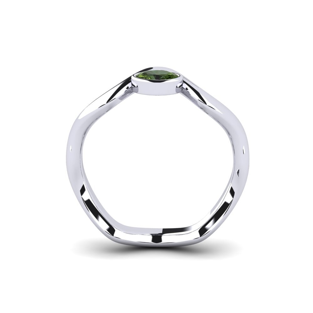 White Silver Green Sapphire Engagement Ring Junpo - Oval