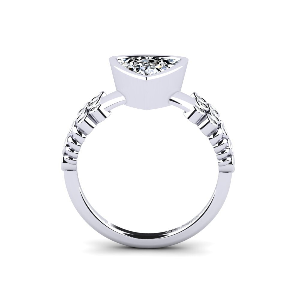 White Silver Trillion Engagement Ring Kamstar - Trillion