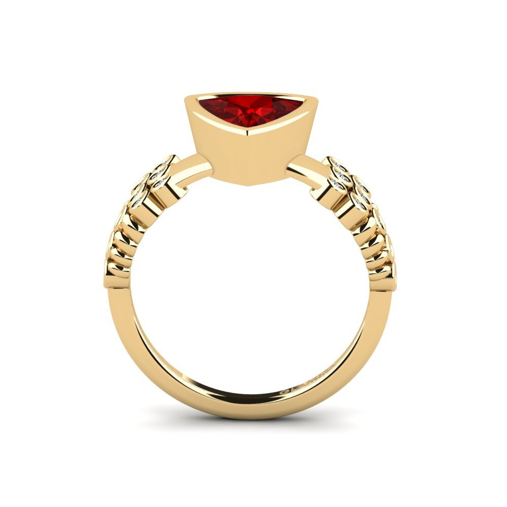 Trillion Ruby (Lab Created) Engagement Ring Kamstar - Trillion