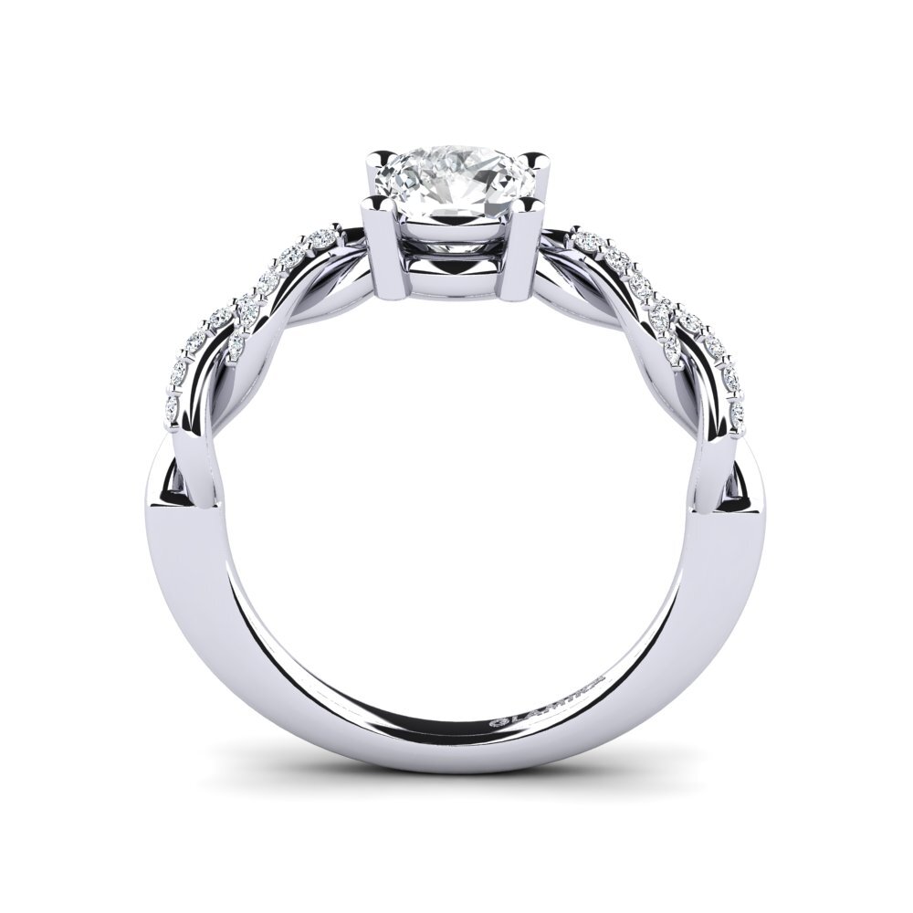 White Silver White Zircon Engagement Ring Wicat - Cushion