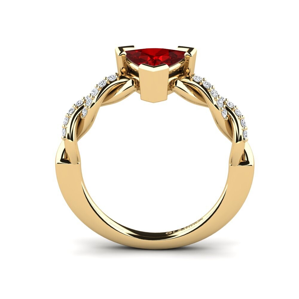 Ruby (Lab Created) Engagement Ring Wicat - Trillion