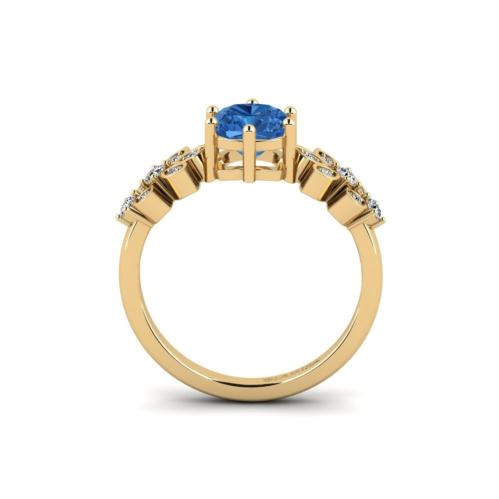 Dark Blue Zirconia Engagement Ring Yatopi - Cushion