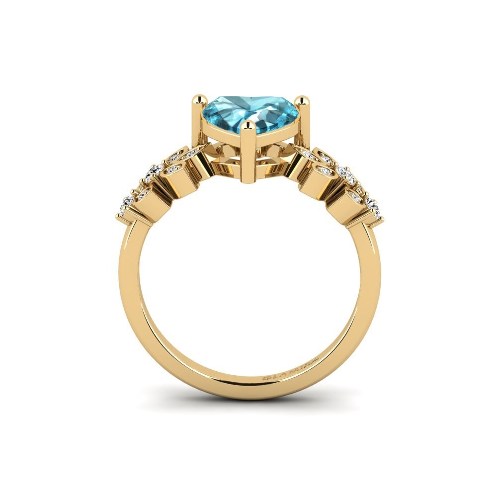 Blue Zircon Engagement Ring Yatopi - Heart