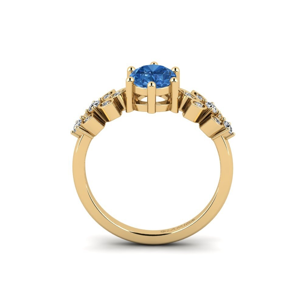 Dark Blue Zirconia Engagement Ring Yatopi - Oval