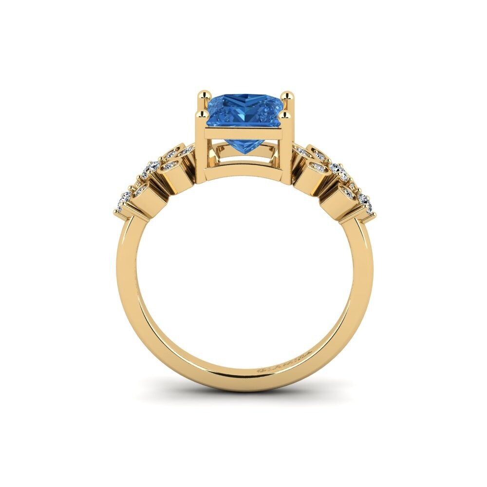 Dark Blue Zirconia Engagement Ring Yatopi - Princess