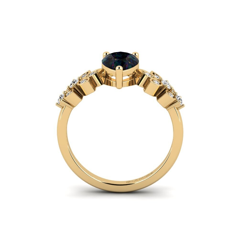 Black Opal Engagement Ring Yatopi - Pear