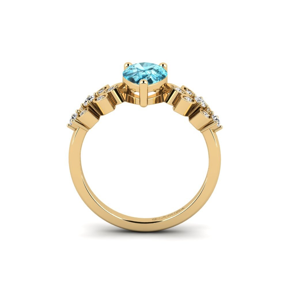Blue Zircon Engagement Ring Yatopi - Pear