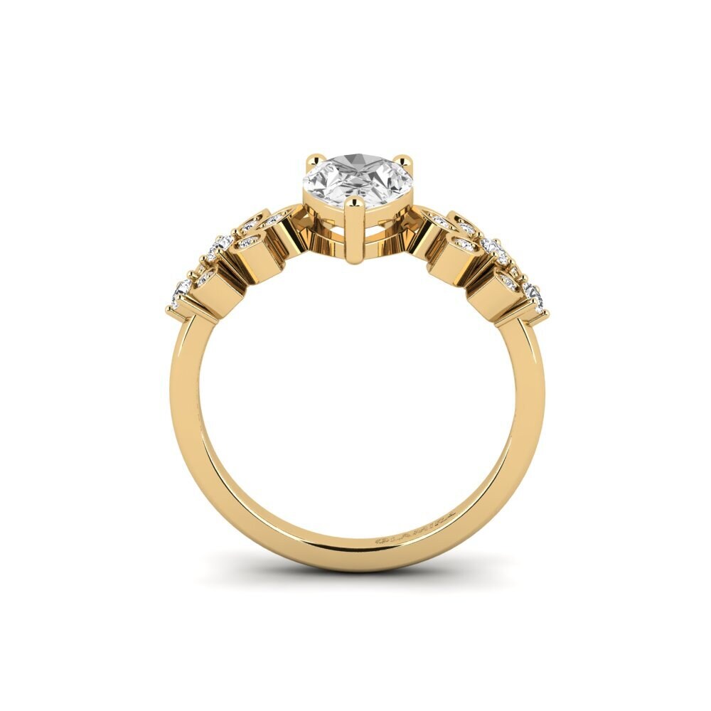 Zafiro blanco Anillo de compromiso Yatopi - Pear