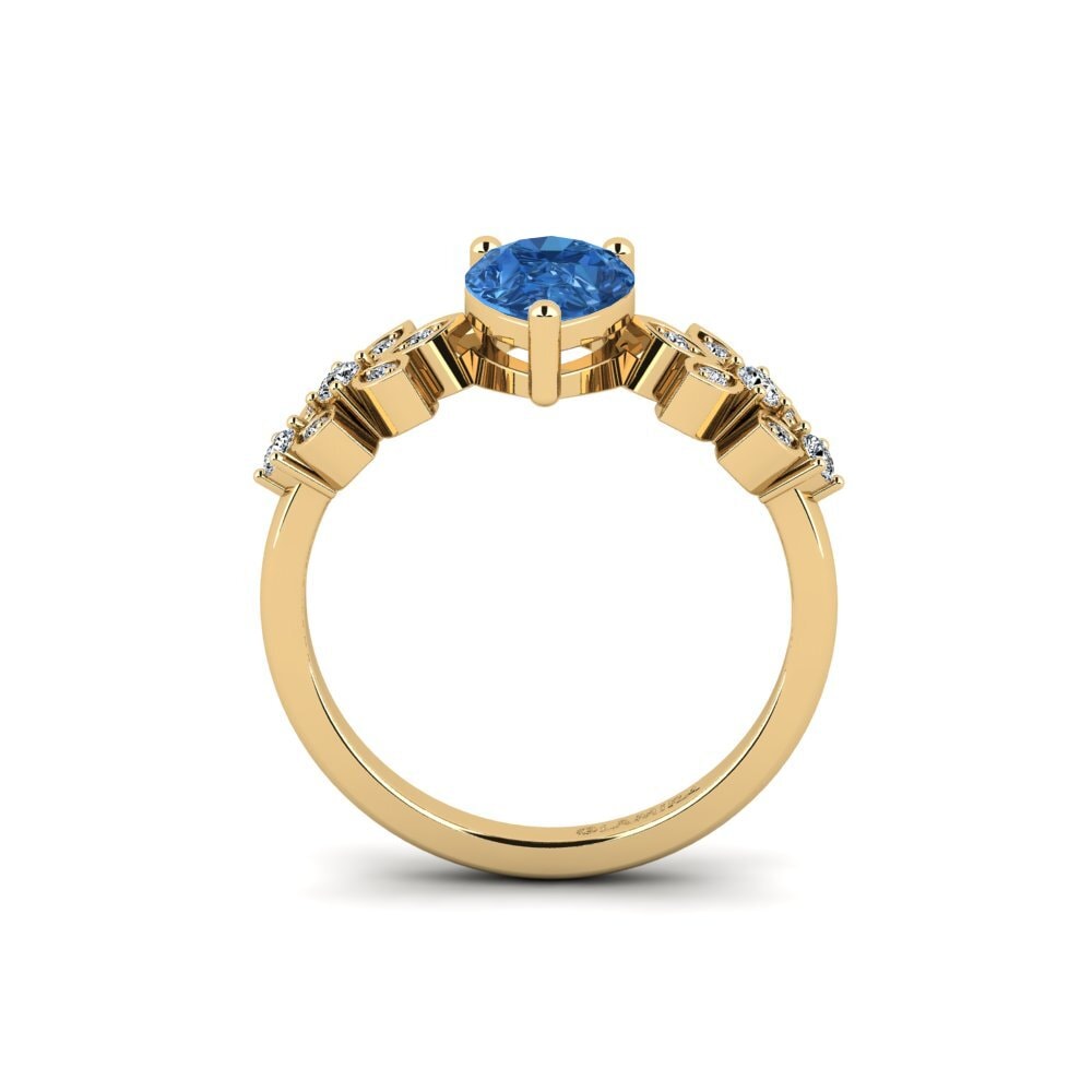 Dark Blue Zirconia Engagement Ring Yatopi - Pear