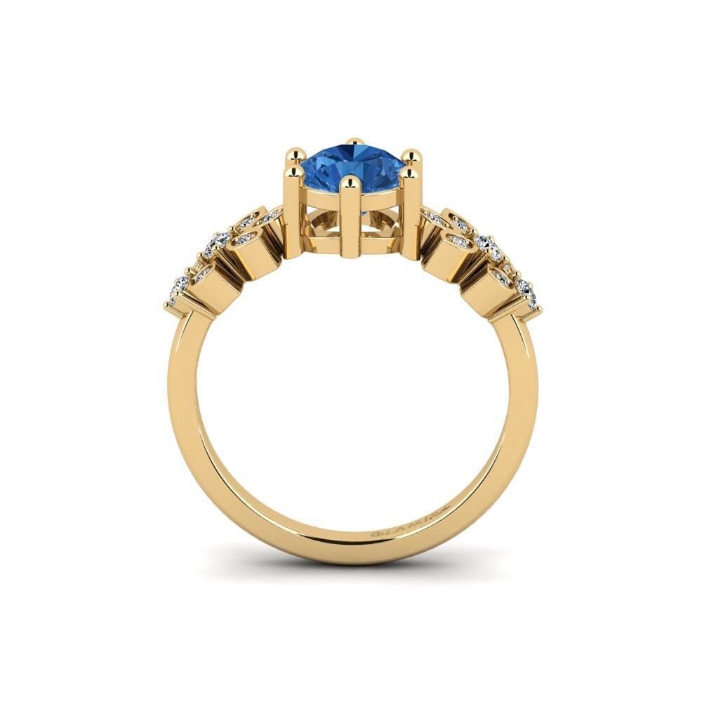 Dark Blue Zirconia Engagement Ring Yatopi - Round