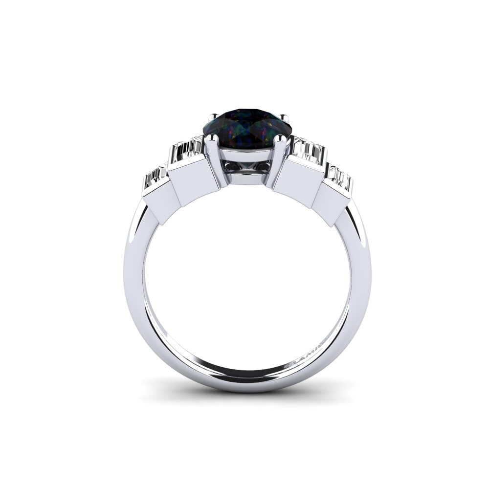 Black Opal Engagement Ring Fitigel - Round
