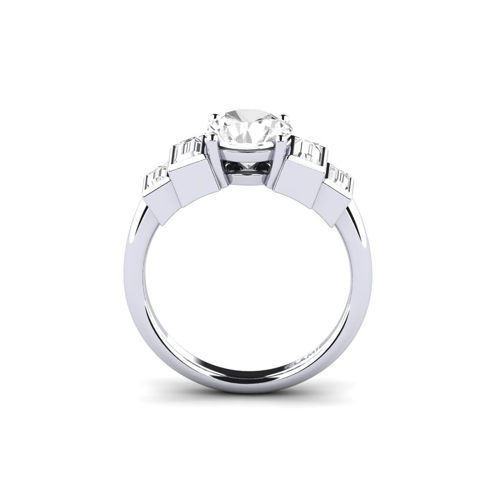 Zafiro blanco Anillo de compromiso Fitigel - Round
