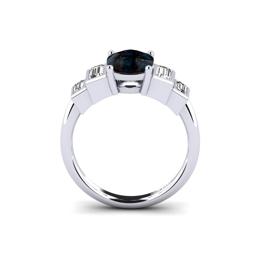 Black Opal Engagement Ring Fitigel - Cushion