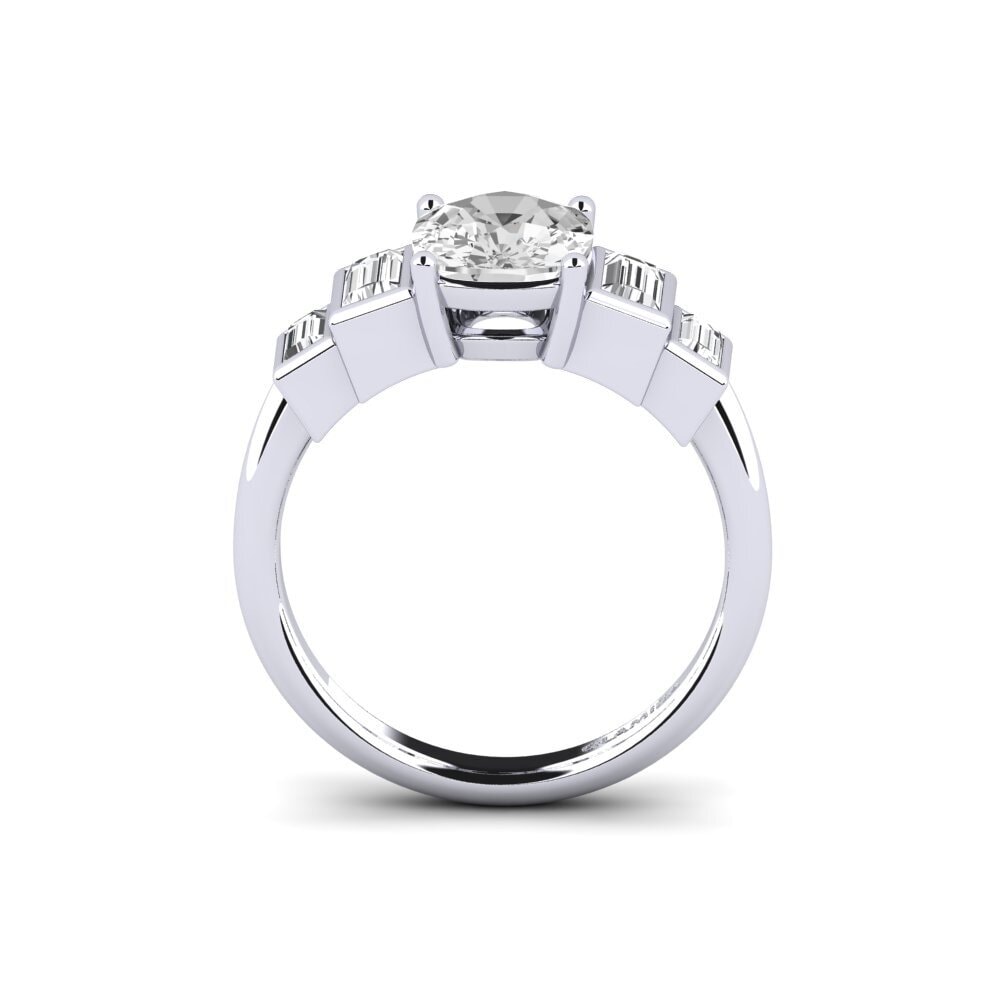 Zafiro blanco Anillo de compromiso Fitigel - Cushion