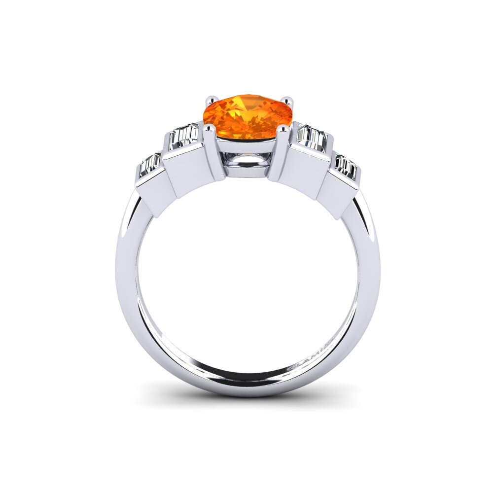 Orange Sapphire Engagement Ring Fitigel - Cushion