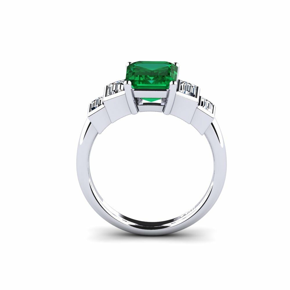 Émeraude (créée en laboratoire) Bague de fiançailles Fitigel - Emerald