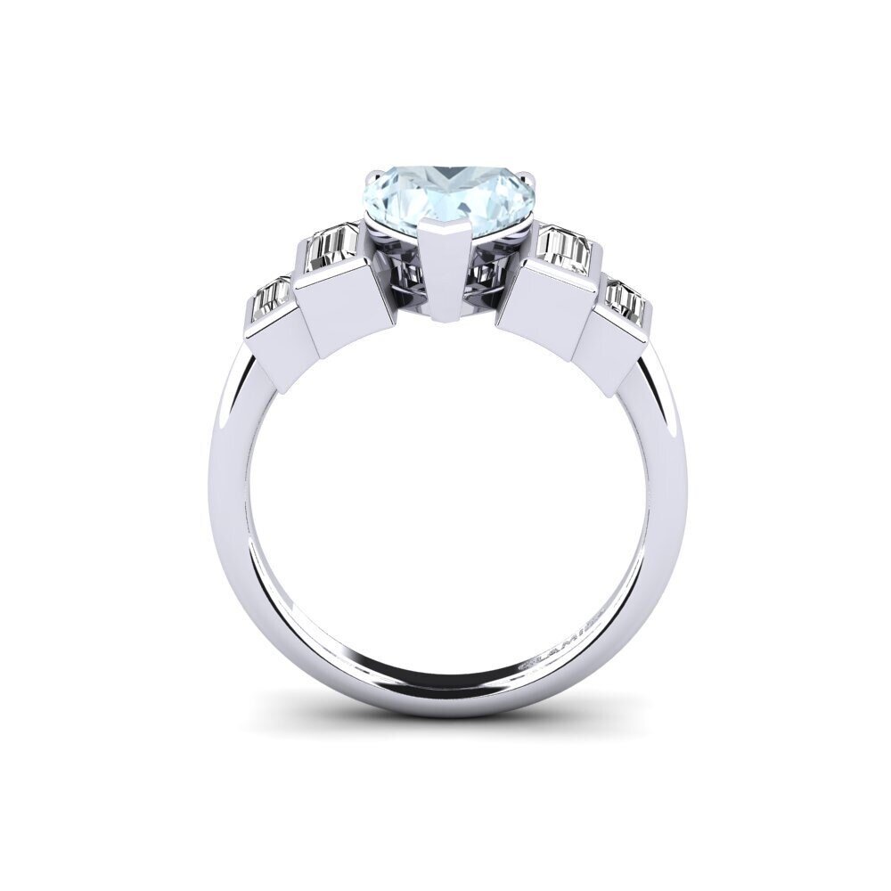 Aguamarina Anillo de compromiso Fitigel - Heart