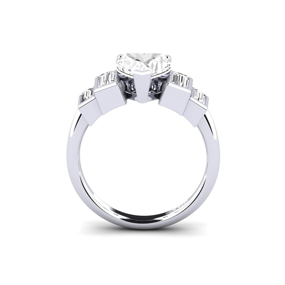 Zafiro blanco Anillo de compromiso Fitigel - Heart