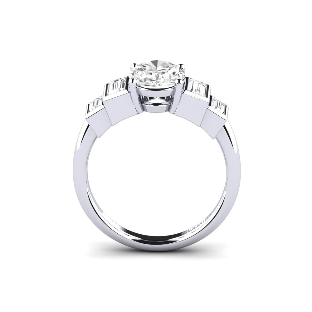 Zafiro blanco Anillo de compromiso Fitigel - Oval