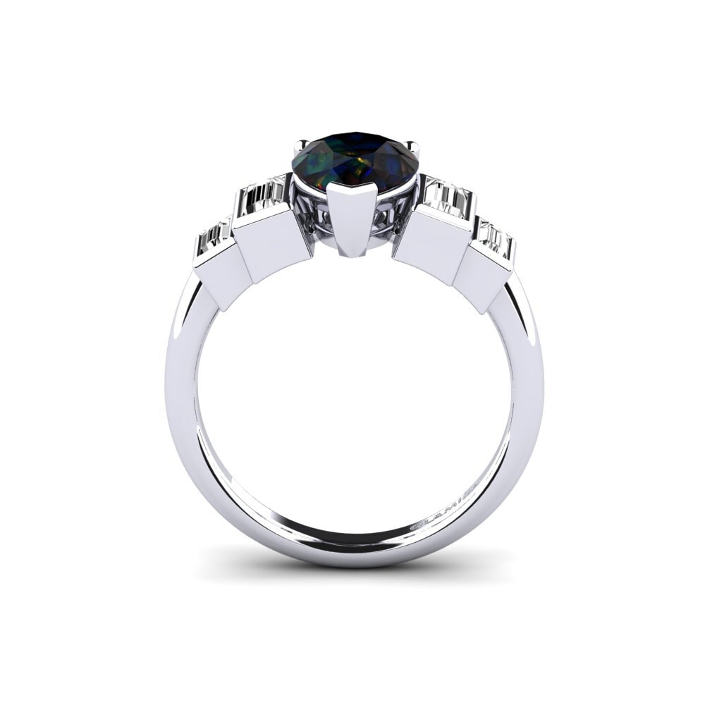 Black Opal Engagement Ring Fitigel - Pear