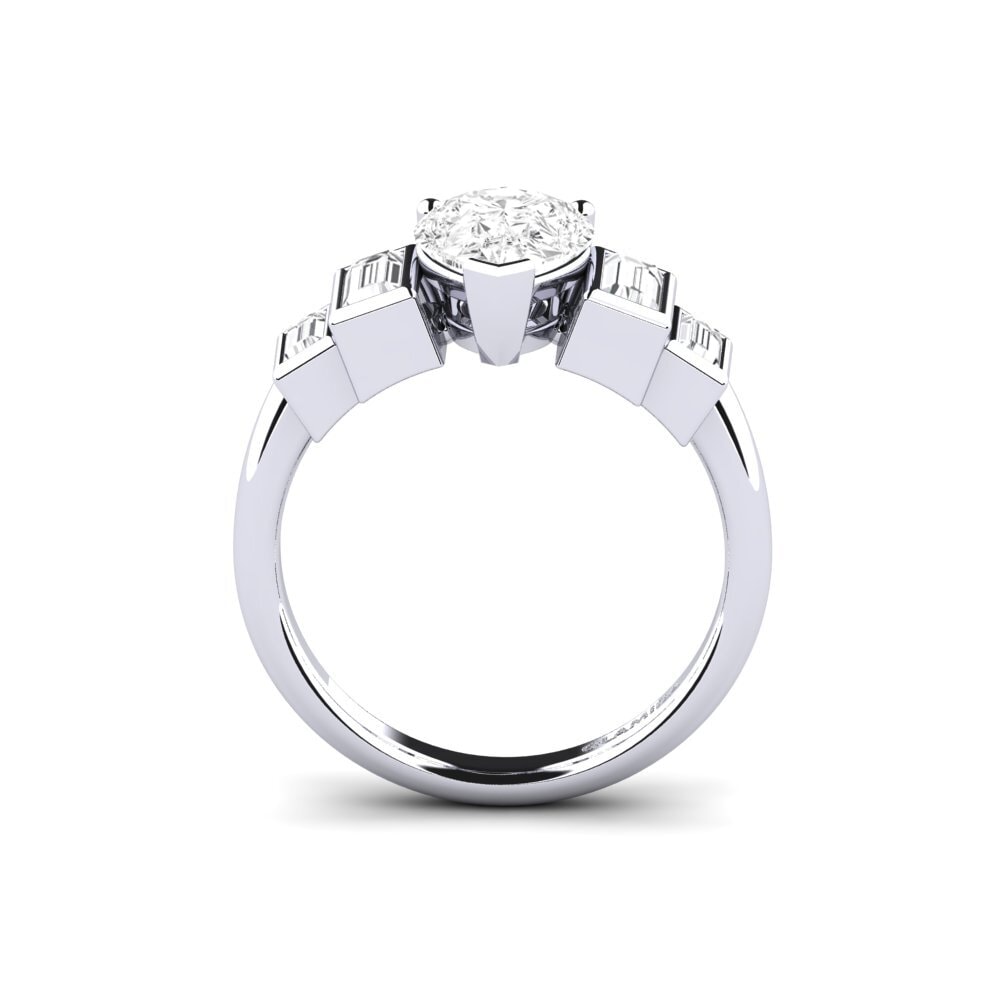 Zafiro blanco Anillo de compromiso Fitigel - Pear