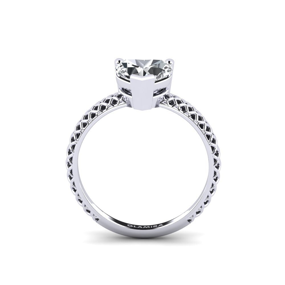 Circón Blanco Anillo de compromiso Weliach Heart