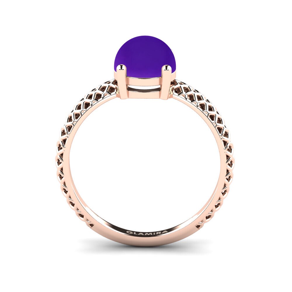 Rotgold 750 Cabochon Round Verlobungsring Weliach - Cabochon Round