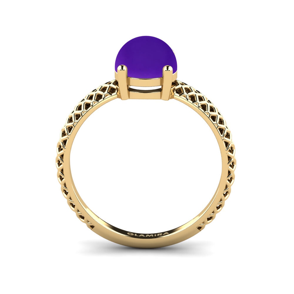 Gelbgold 585 Cabochon Round Verlobungsring Weliach - Cabochon Round