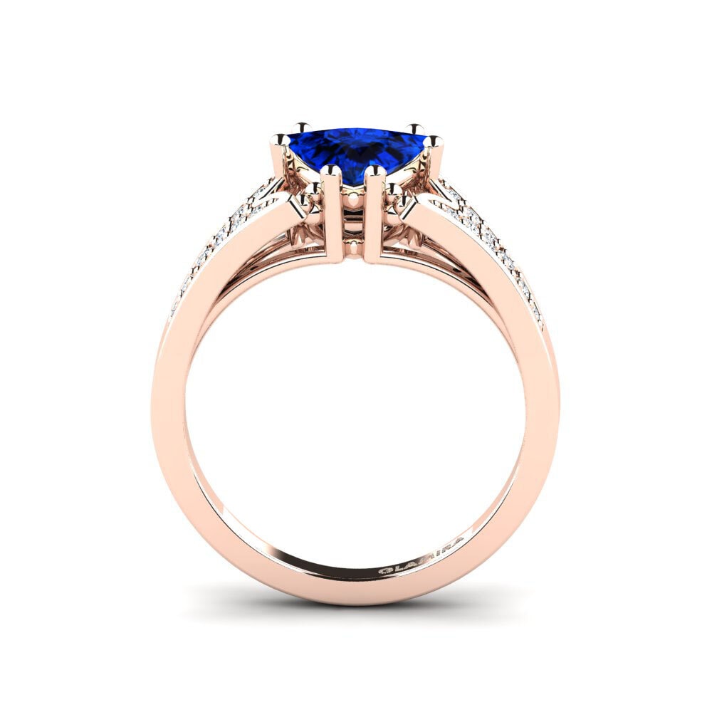 Trillion Sapphire (Lab Created) Engagement Ring Larboad - Trillion