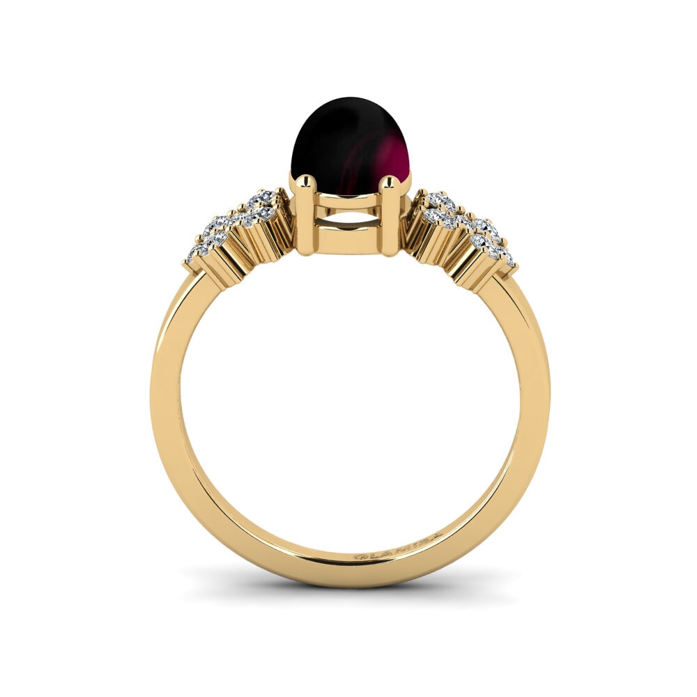 14ct Yellow Gold Cabochon Rhodolite Garnet Engagement Ring List - Cabochon Oval