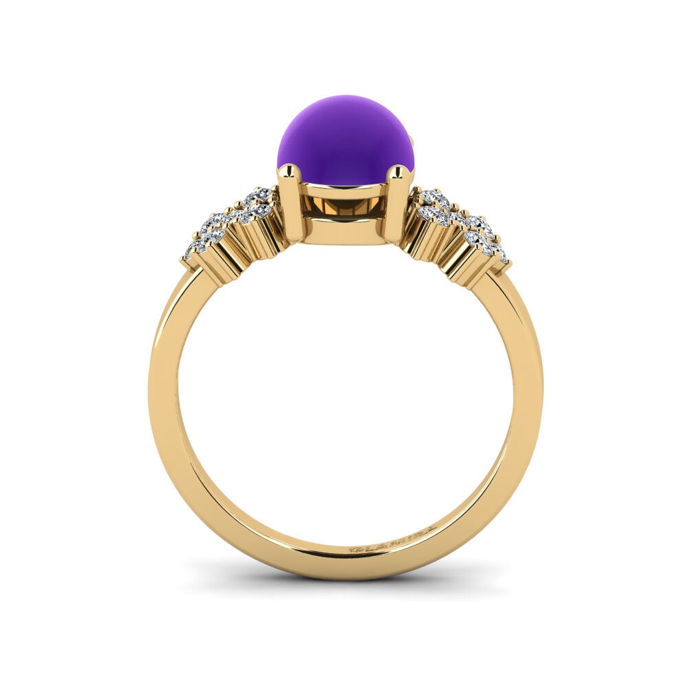 Gelbgold 585 Cabochon Round Verlobungsring List - Cabochon Round