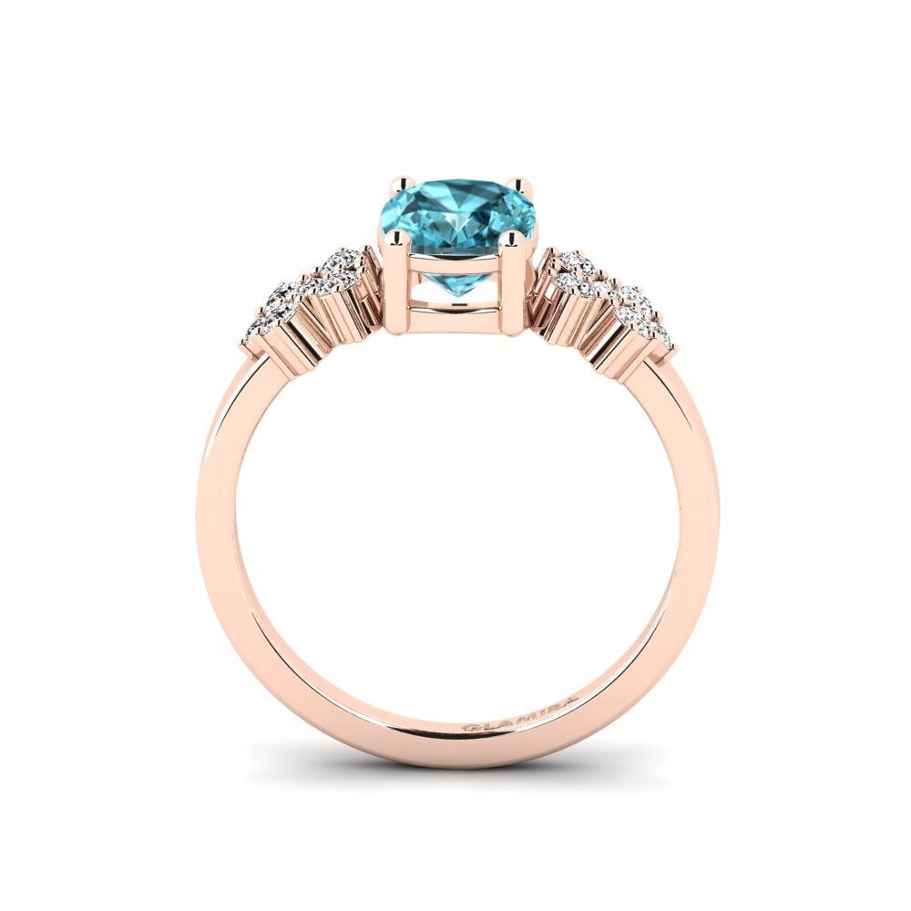 Blue Zircon Engagement Ring List - Cushion