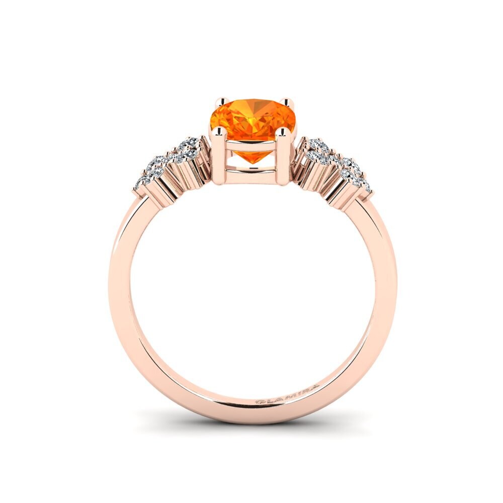 Orange Sapphire Engagement Ring List - Cushion