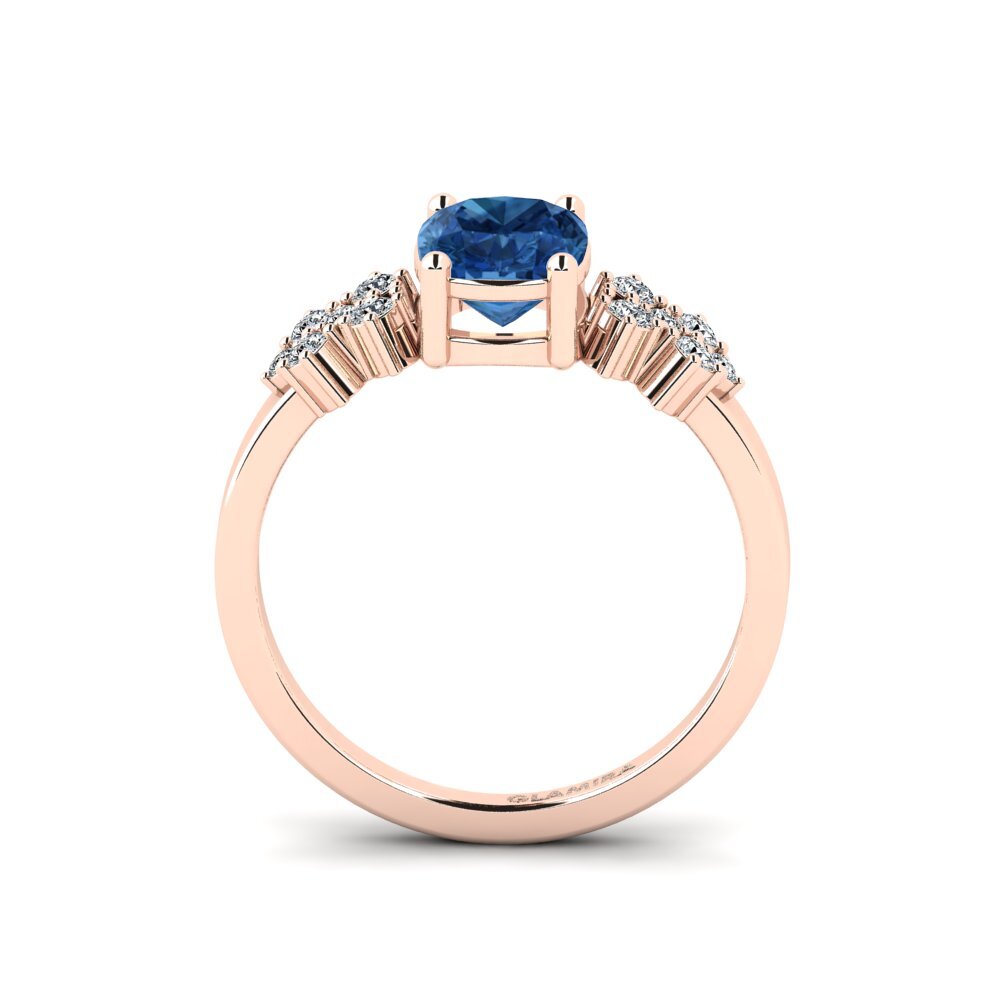 Dark Blue Zirconia Engagement Ring List - Cushion