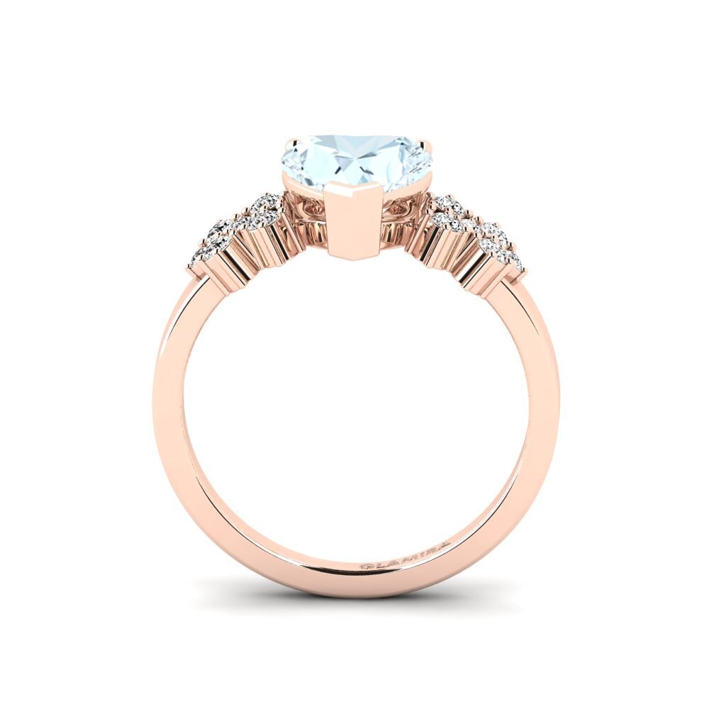 Aguamarina Anillo de compromiso List - Heart