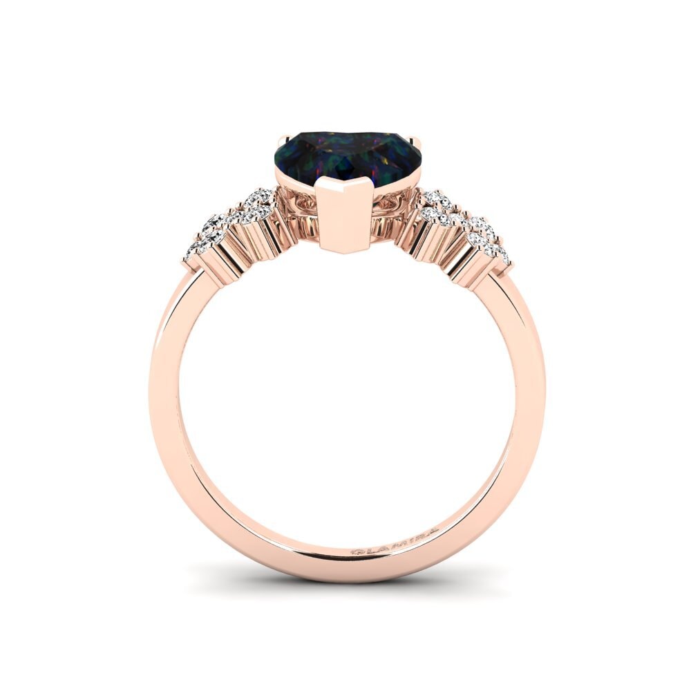 Black Opal Engagement Ring List - Heart