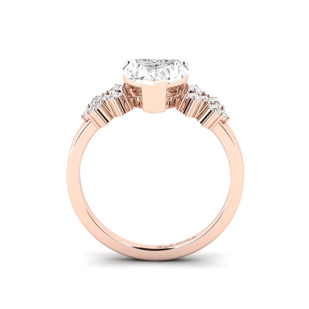 Zafiro blanco Anillo de compromiso List - Heart