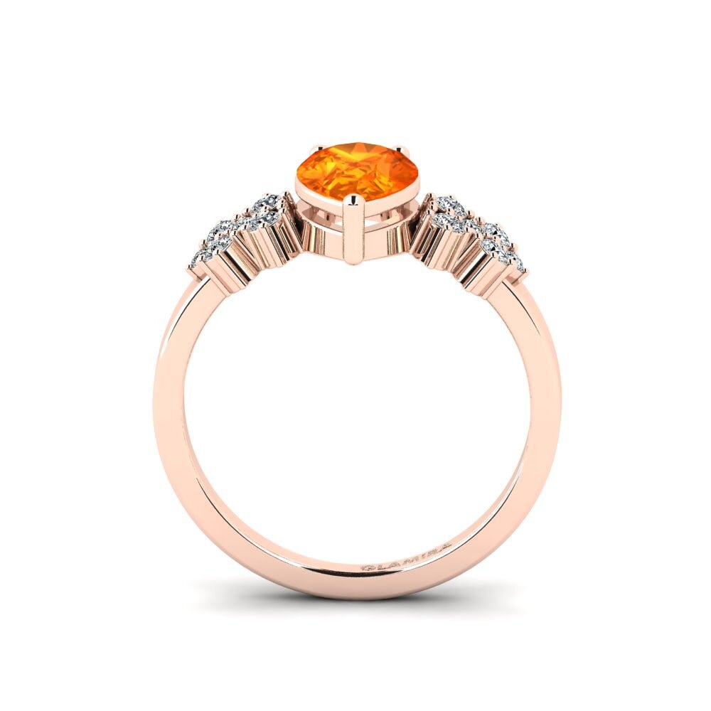 Orange Sapphire Engagement Ring List - Pear