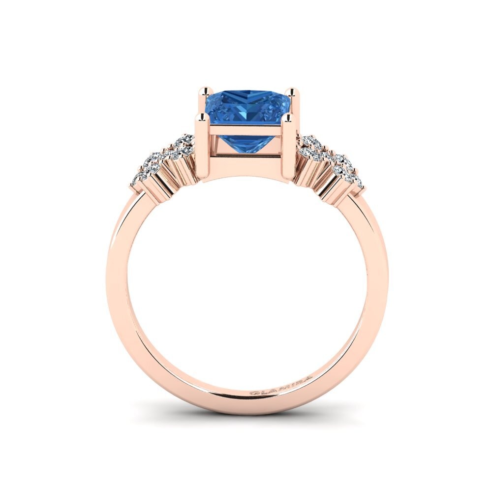 Dark Blue Zirconia Engagement Ring List - Princess