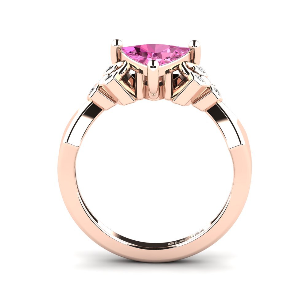 Trillion Pink Topaz Engagement Ring Neties - Trillion