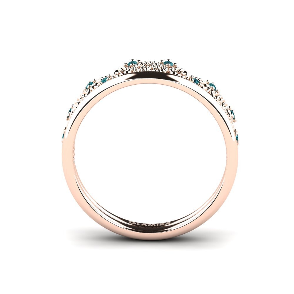 14k Oro Rosa Diamante Azul Anillo de compromiso Halieis