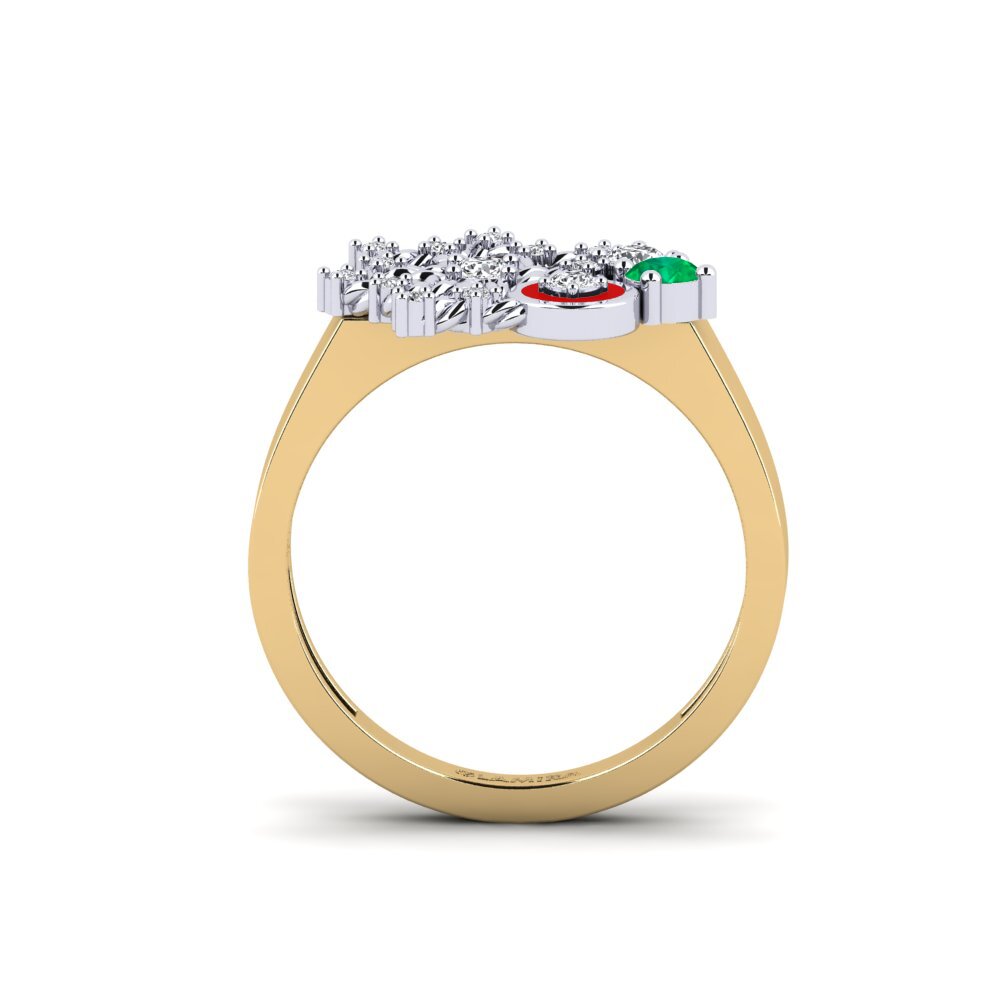 750 Gelb & Weißgold Ring Hosororo