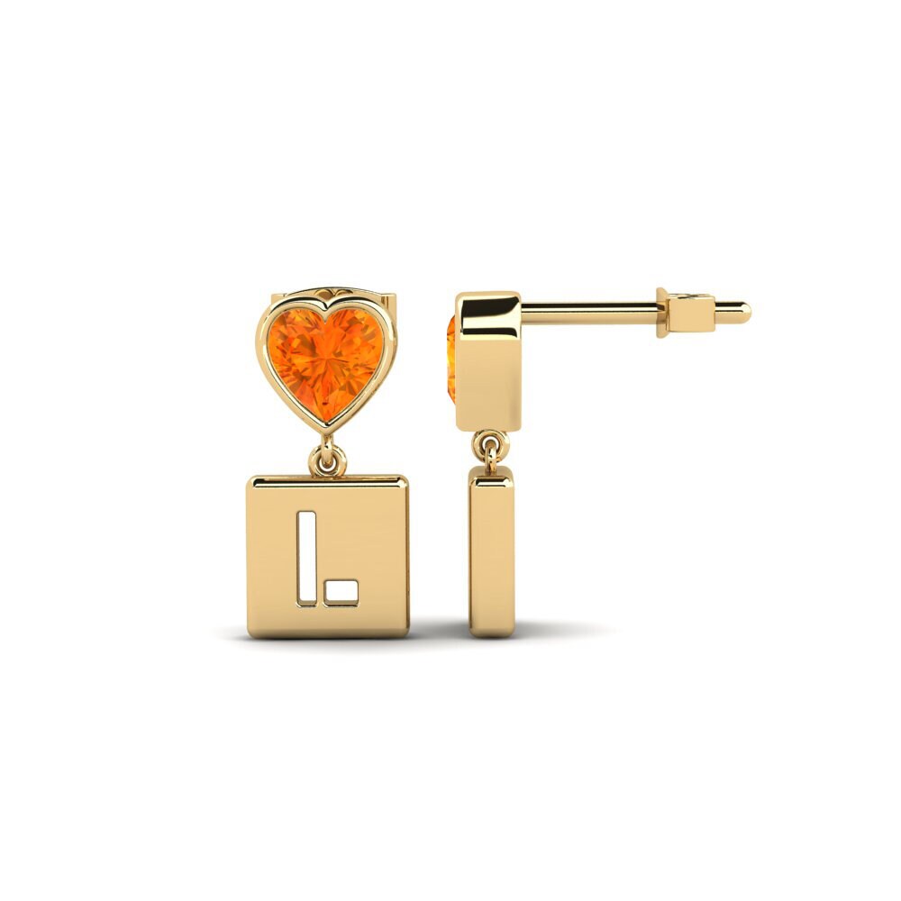 Orange Sapphire Women's Earring Camminare - L