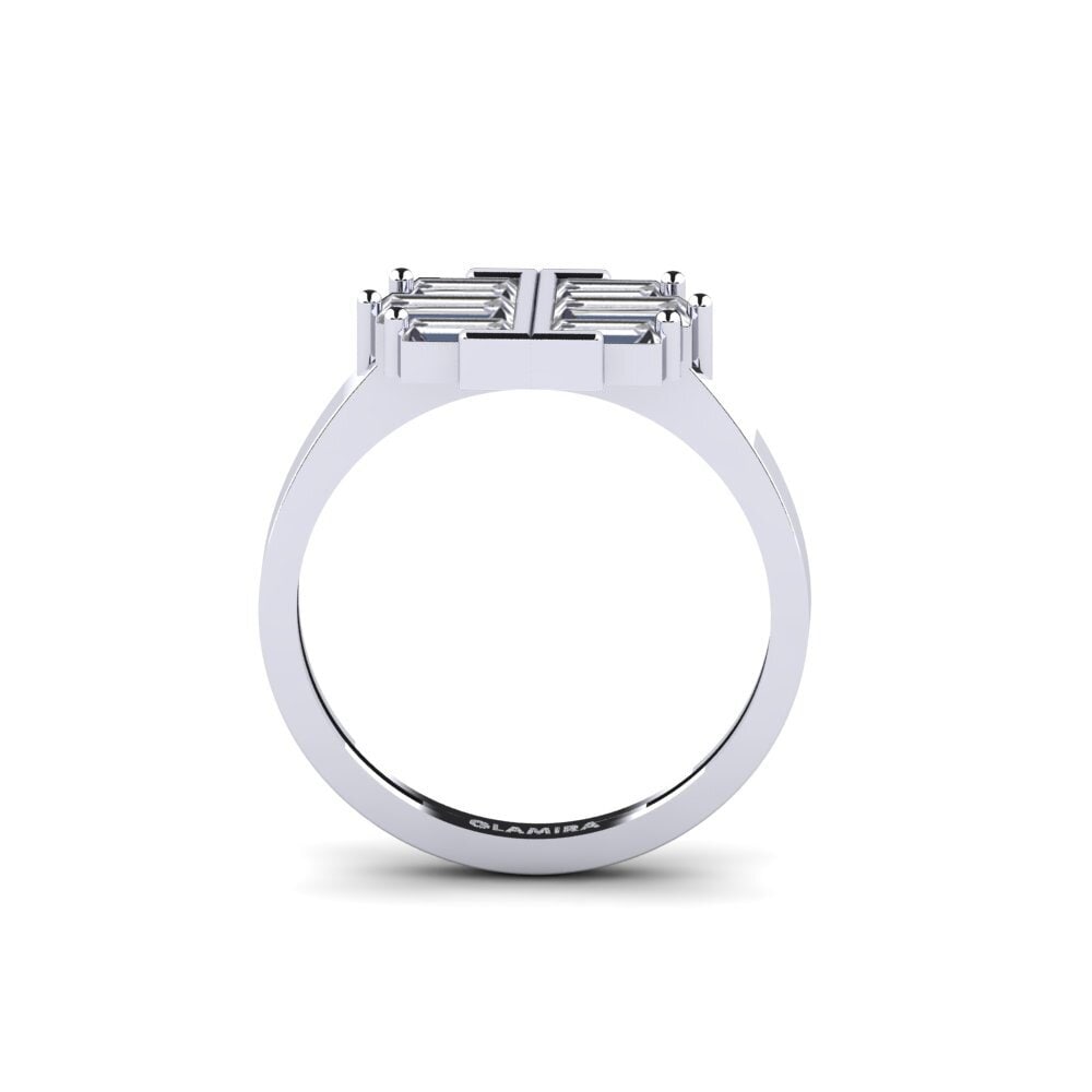 White Silver Baguette Ring Prioritize