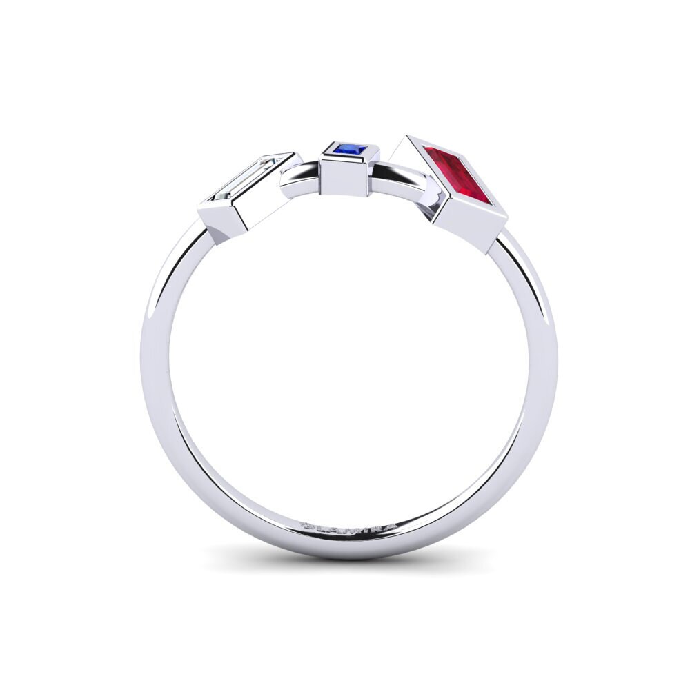 White Silver Baguette Ring Rundu