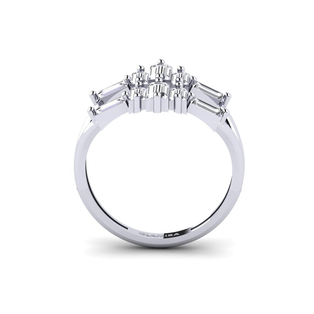 White Silver Baguette Ring Visibly