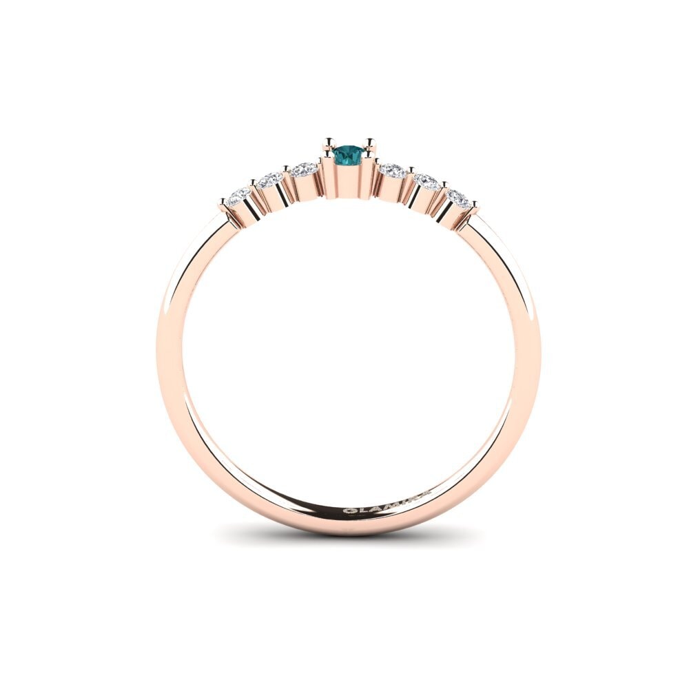 14k Oro Rosa Diamante Azul Anillo de compromiso Doel